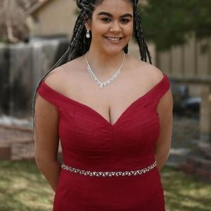 Stunning red floor length evening gown